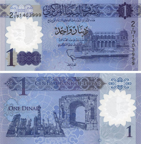 фото Ливия 1 динар 2019 Полимер UNC (P85)