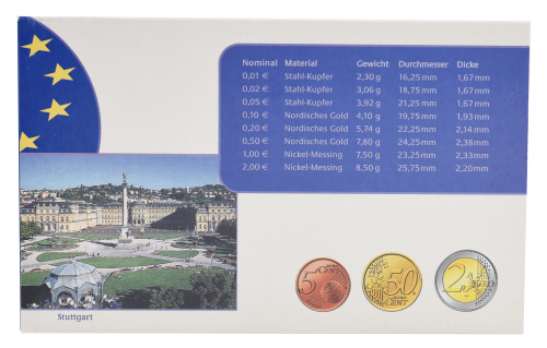 фото Германия набор из 8 монет евро 2004 UNC F 1, 2, 5, 10, 20, 50 евроцентов, 1, 2 евро в сувенирной упаковке
