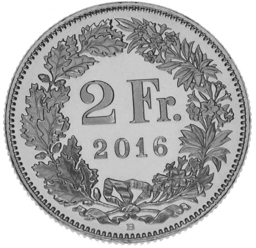 фото Швейцария 2 франка 2016 UNC
