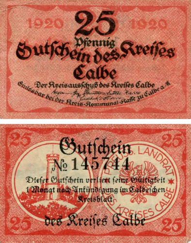 фото Германия Нотгельд  25 пфеннигов  1920  F-VF Альбе