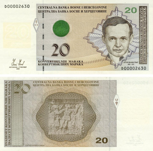 фото Босния и Герцеговина 20 марок 2008 UNC (P82)