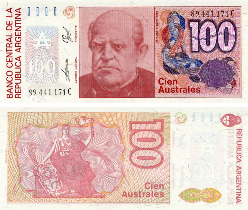 фото Аргентина 100 аустраль 1985-1990 UNC (P327)