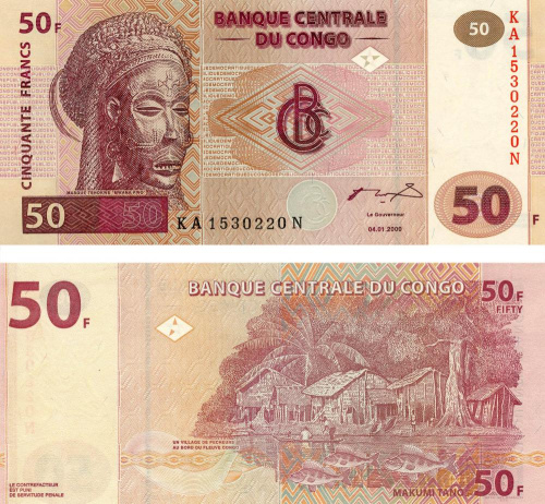 фото Демократическая республика Конго 50 франков 2000 UNC (P91)