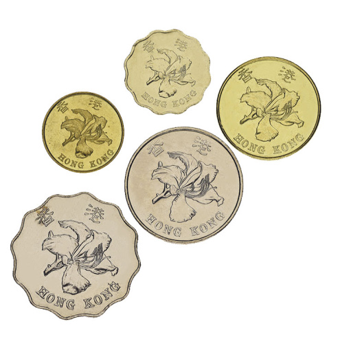 фото Гонконг набор из 5 монет 1998-2015 UNC 10, 20, 50 центов, 1, 2, доллара