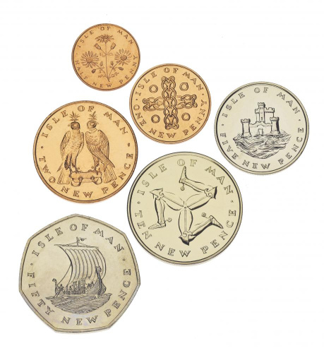 фото Остров Мэн набор из 6 монет 1971 Proof 1/2, 1 пенни, 2, 5, 10, 50, пенсов