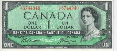 фото Канада 1 доллар 1955-1961 UNC (P75)