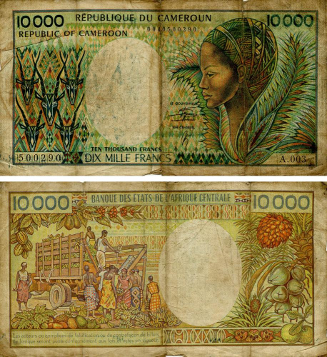 фото Камерун 10000 франков 1990 G-VG (P23(3))