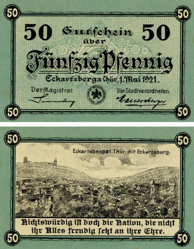 фото Германия Нотгельд  50 пфеннигов 1920  F-VF  Эккартсберга