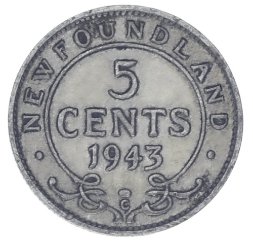 фото Ньюфаундленд 5 центов 1943 Серебро F-VF