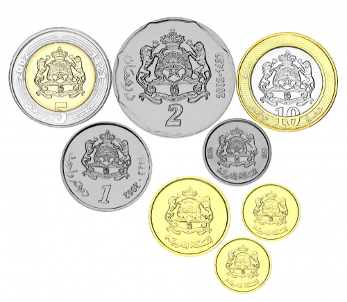 фото Марокко набор из 8 монет 2002 UNC 5, 10, 20, 50 сантим, 1, 2, 5, 10 дирхам