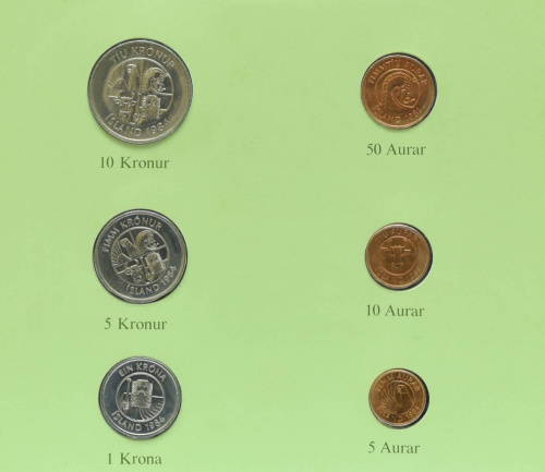 фото Исландия Набор монет 1981-1984 UNC 5, 10, 50 эйре, 1, 5, 10 крон и 3 марки в сувенирной упаковке