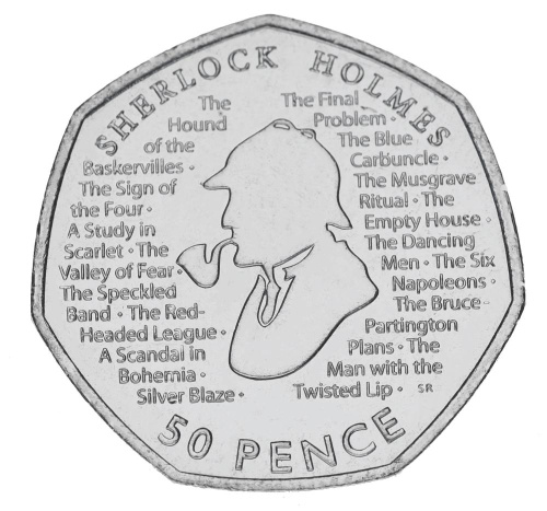 фото Великобритания 50 пенсов 2019 UNC Шерлок Холмс