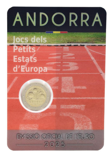 фото Андорра 2 евро 2025 Биметалл UNC Игры малых государств Европы