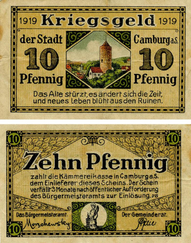 фото Германия Нотгельд  10 пфеннигов 1919  F-VF Камбург