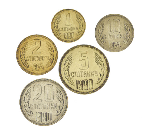 фото Болгария набор из 5 монет 1974-1990 UNC 1, 2, 5, 10, 25 стотинок