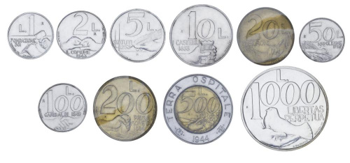 фото Сан-Марино набор из 10 монет 1991 UNC 1, 2, 5, 10, 20, 50, 100, 200, 500, 1000 лир (серебро)
