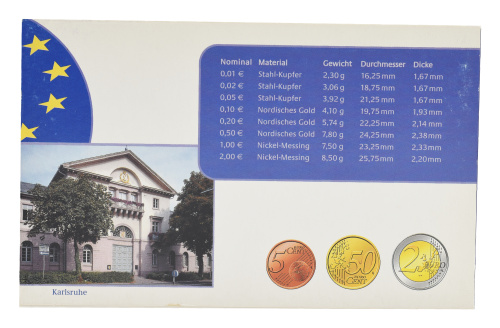 фото Германия набор из 8 монет евро 2003 UNC G 1, 2, 5, 10, 20, 50 евроцентов, 1, 2 евро в сувенирной упаковке