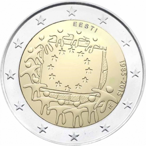 фото Эстония 2 евро 2015 «Европейский флаг» UNC