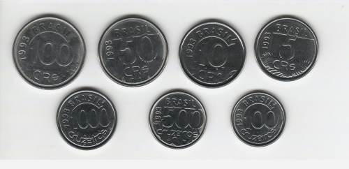 фото Бразилия набор из 7 монет 1993-1994 VF
