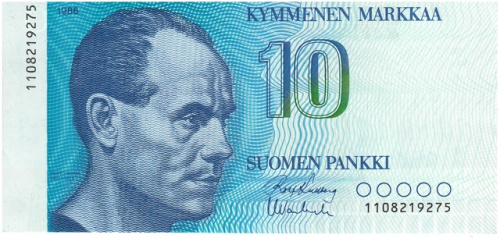 фото Финляндия 10 марок 1986 UNC (P113)
