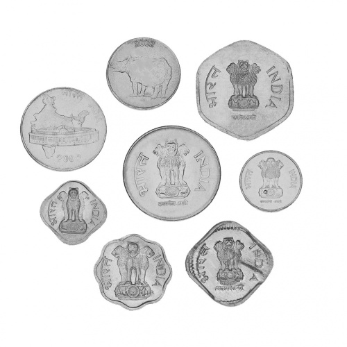 фото Индия набор из 8 монет 1991-2002 VF-AU 1, 2, 5, 10, 20, 25, 50 пайса, 1 рупия