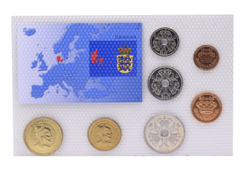 фото Дания набор из 7 монет 1998-2007 UNC 25, 50 оре, 1, 2, 5, 10, 20 крон в сувенирной упаковке