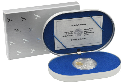 фото Канада 20 долларов 1991 Серебро Proof Канадская авиация - De Havilland Canada DHC-2 Beaver (Ag 925, 31,1 гр.)