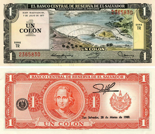 фото Сальвадор 1 колон 1980 AU-UNC (P125a)