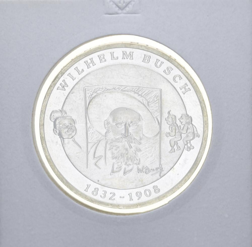фото Германия 10 евро 2007 «Уильгельм Буш» Серебро UNC