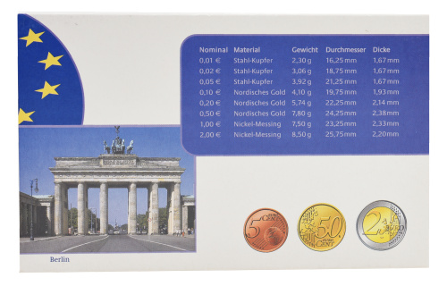 фото Германия набор из 8 монет евро 2004 UNC A 1, 2, 5, 10, 20, 50 евроцентов, 1, 2 евро в сувенирной упаковке