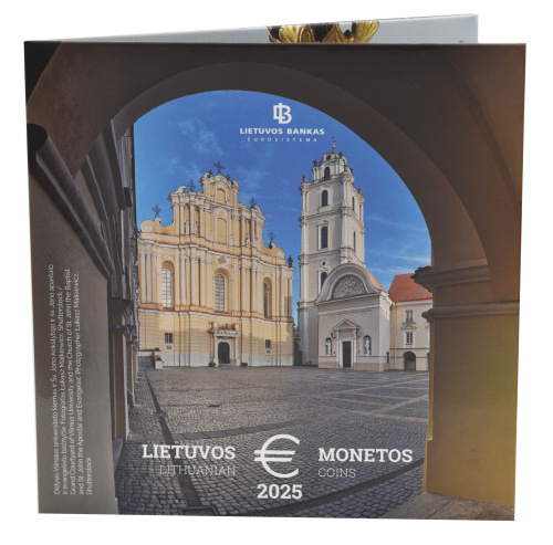 фото Литва набор из 8 монет евро 2025 UNC 1, 2, 5, 10, 20, 50 евроцентов, 1, 2 евро в сувенирной упаковке