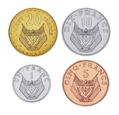 фото Руанда набор из 4 монет 1977-1987 UNC 1, 5, 10, 20 франков
