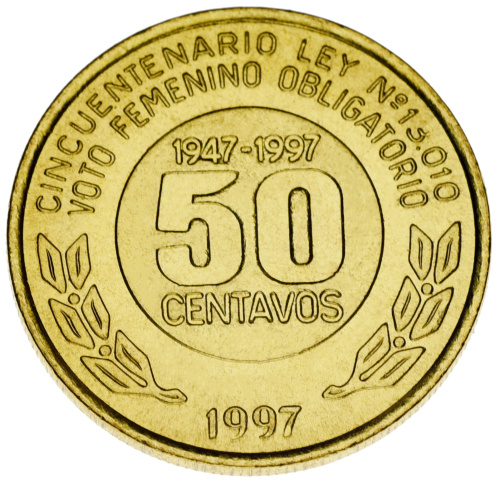 фото Аргентина 50 сентаво 1997 AU-UNC Памятная Ева Перон