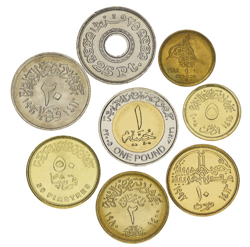 фото Египет набор из 8 монет 1980-2010 AU-UNC 1, 2, 5, 10, 20, 25, 50 пиастров, 1 фунт