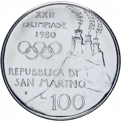 фото Сан-Марино 100 лир 1980 «Олимпиада в Москве» UNC