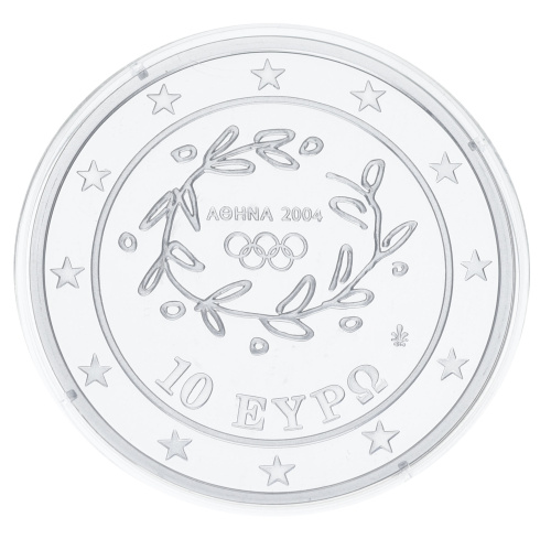 фото Греция 10 евро 2004 Серебро Proof XXVIII летние олимпийские игры в г. Афины - Тяжелая атлетика