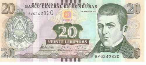фото Гондурас 20 лемпир 2012 UNC (P100)