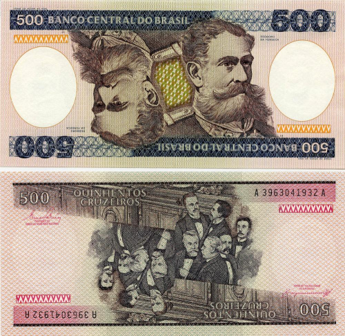 фото Бразилия 500 крузейро 1981-1985 UNC (P200)