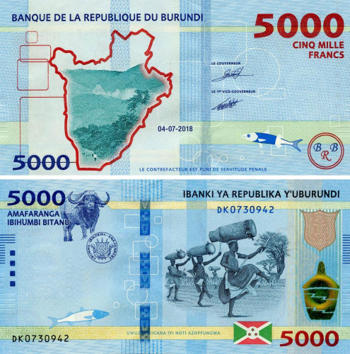 фото Бурунди 5000 франков 2018 UNC (P53)