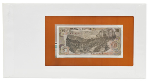 фото Австрия 20 шиллингов 1967 UNC в конверте (P142)