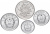фото Китай набор из 4 монет 1984-2012 UNC 1, 2, 5 цзяо, 1 юань