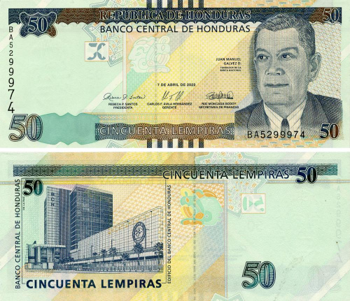 фото Гондурас 50 лемпир 2022 UNC (P104с)