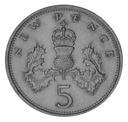 фото Великобритания 5 пенсов 1971 F-VF