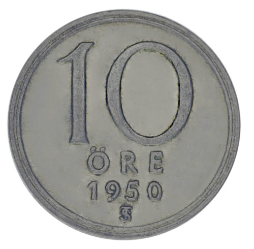 фото Швеция 10 эре 1950 Серебро F-VF (Ag 400, 1,45 грамм)