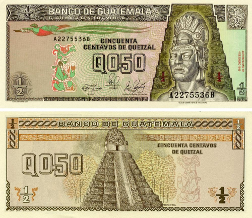 фото Гватемала 1/2 кетсаля 1989 UNC (P72)