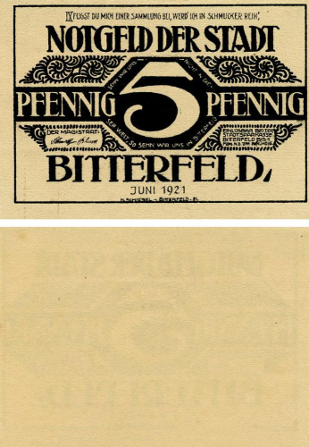 фото Германия Нотгельд 5 пфеннигов 1921 F-VF Биттерфельд