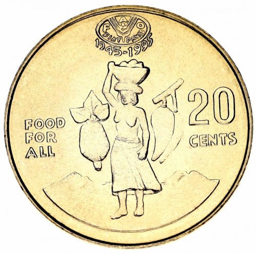 фото Соломоновы острова 20 центов 1995 UNC FAO ФАО (KM#82)