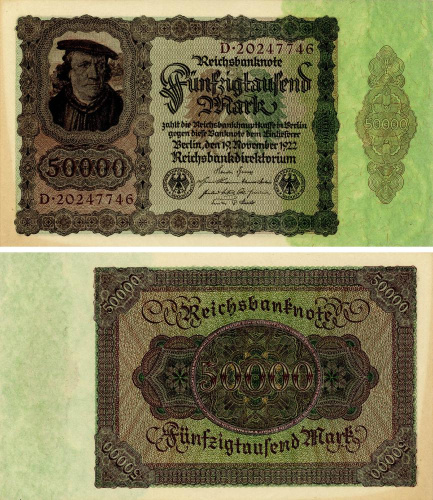 фото Германия 50000 марок 1922 AU-UNC (P80)