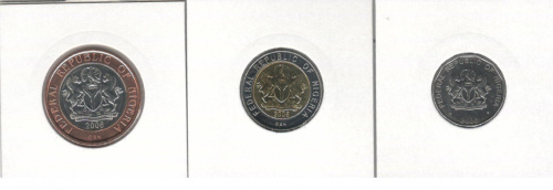 фото Нигерия набор из 3 монет 2006 UNC 50 кобо, 1, 2 найра