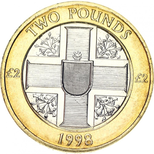 фото Гернси 2 фунта 1998 Биметалл UNC